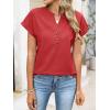 imageANRABESS Womens Spring Tops 2026 Short Sleeve Shirts Henley Dressy Casual Blouses V Neck Fashion Tunics Trendy Flowy ClothingRed