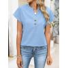 imageANRABESS Womens Spring Tops 2026 Short Sleeve Shirts Henley Dressy Casual Blouses V Neck Fashion Tunics Trendy Flowy ClothingSky Blue
