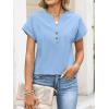 imageANRABESS Womens Spring Tops 2026 Short Sleeve Shirts Henley Dressy Casual Blouses V Neck Fashion Tunics Trendy Flowy ClothingSky Blue