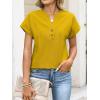 imageANRABESS Womens Spring Tops 2026 Short Sleeve Shirts Henley Dressy Casual Blouses V Neck Fashion Tunics Trendy Flowy ClothingYellow
