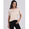 imageANRABESS Womens Summer Dressy Casual Short Sleeve Shirts Crewneck Satin 2026 Business Office Work Blouse TopsAlmond