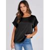 imageANRABESS Womens Summer Dressy Casual Short Sleeve Shirts Crewneck Satin 2026 Business Office Work Blouse TopsBlack