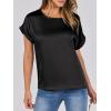 imageANRABESS Womens Summer Dressy Casual Short Sleeve Shirts Crewneck Satin 2026 Business Office Work Blouse TopsBlack