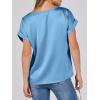 imageANRABESS Womens Summer Dressy Casual Short Sleeve Shirts Crewneck Satin 2026 Business Office Work Blouse TopsBlue