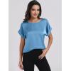 imageANRABESS Womens Summer Dressy Casual Short Sleeve Shirts Crewneck Satin 2026 Business Office Work Blouse TopsBlue