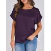 imageANRABESS Womens Summer Dressy Casual Short Sleeve Shirts Crewneck Satin 2026 Business Office Work Blouse TopsDark Purple