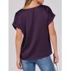 imageANRABESS Womens Summer Dressy Casual Short Sleeve Shirts Crewneck Satin 2026 Business Office Work Blouse TopsDark Purple