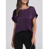 imageANRABESS Womens Summer Dressy Casual Short Sleeve Shirts Crewneck Satin 2026 Business Office Work Blouse TopsDark Purple