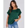 imageANRABESS Womens Summer Dressy Casual Short Sleeve Shirts Crewneck Satin 2026 Business Office Work Blouse TopsGreen