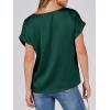 imageANRABESS Womens Summer Dressy Casual Short Sleeve Shirts Crewneck Satin 2026 Business Office Work Blouse TopsGreen