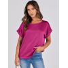 imageANRABESS Womens Summer Dressy Casual Short Sleeve Shirts Crewneck Satin 2026 Business Office Work Blouse TopsHot Pink
