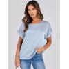 imageANRABESS Womens Summer Dressy Casual Short Sleeve Shirts Crewneck Satin 2026 Business Office Work Blouse TopsLight Blue