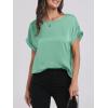 imageANRABESS Womens Summer Dressy Casual Short Sleeve Shirts Crewneck Satin 2026 Business Office Work Blouse TopsLight Green
