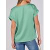 imageANRABESS Womens Summer Dressy Casual Short Sleeve Shirts Crewneck Satin 2026 Business Office Work Blouse TopsLight Green