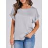 imageANRABESS Womens Summer Dressy Casual Short Sleeve Shirts Crewneck Satin 2026 Business Office Work Blouse TopsLight Grey