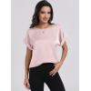 imageANRABESS Womens Summer Dressy Casual Short Sleeve Shirts Crewneck Satin 2026 Business Office Work Blouse TopsPink