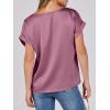 imageANRABESS Womens Summer Dressy Casual Short Sleeve Shirts Crewneck Satin 2026 Business Office Work Blouse TopsPink Purple