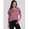 imageANRABESS Womens Summer Dressy Casual Short Sleeve Shirts Crewneck Satin 2026 Business Office Work Blouse TopsPink Purple