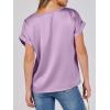 imageANRABESS Womens Summer Dressy Casual Short Sleeve Shirts Crewneck Satin 2026 Business Office Work Blouse TopsPurple