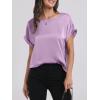 imageANRABESS Womens Summer Dressy Casual Short Sleeve Shirts Crewneck Satin 2026 Business Office Work Blouse TopsPurple