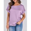 imageANRABESS Womens Summer Dressy Casual Short Sleeve Shirts Crewneck Satin 2026 Business Office Work Blouse TopsPurple