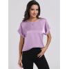 imageANRABESS Womens Summer Dressy Casual Short Sleeve Shirts Crewneck Satin 2026 Business Office Work Blouse TopsPurple