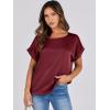 imageANRABESS Womens Summer Dressy Casual Short Sleeve Shirts Crewneck Satin 2026 Business Office Work Blouse TopsWine Red