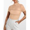 imageANRABESS Womens Summer Sexy Mock Turtle Neck Short Sleeve Tops Sheer Mesh Shirts Slim Blouse Trendy Ruched Going Out OutfitsApricot