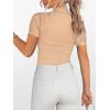 imageANRABESS Womens Summer Sexy Mock Turtle Neck Short Sleeve Tops Sheer Mesh Shirts Slim Blouse Trendy Ruched Going Out OutfitsApricot