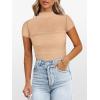 imageANRABESS Womens Summer Sexy Mock Turtle Neck Short Sleeve Tops Sheer Mesh Shirts Slim Blouse Trendy Ruched Going Out OutfitsApricot