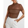 imageANRABESS Womens Summer Sexy Mock Turtle Neck Short Sleeve Tops Sheer Mesh Shirts Slim Blouse Trendy Ruched Going Out OutfitsMocha
