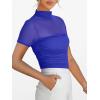 imageANRABESS Womens Summer Sexy Mock Turtle Neck Short Sleeve Tops Sheer Mesh Shirts Slim Blouse Trendy Ruched Going Out OutfitsRoyal Blue