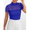 imageANRABESS Womens Summer Sexy Mock Turtle Neck Short Sleeve Tops Sheer Mesh Shirts Slim Blouse Trendy Ruched Going Out OutfitsRoyal Blue