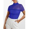 imageANRABESS Womens Summer Sexy Mock Turtle Neck Short Sleeve Tops Sheer Mesh Shirts Slim Blouse Trendy Ruched Going Out OutfitsRoyal Blue