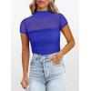 imageANRABESS Womens Summer Sexy Mock Turtle Neck Short Sleeve Tops Sheer Mesh Shirts Slim Blouse Trendy Ruched Going Out OutfitsRoyal Blue