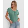 imageANRABESS Womens T Shirts Pleated Short Sleeve Tops Summer Business Casual Dressy Blouses 2026 Cute Fashion ClothesGreen