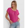 imageANRABESS Womens T Shirts Pleated Short Sleeve Tops Summer Business Casual Dressy Blouses 2026 Cute Fashion ClothesHot Pink