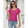 imageANRABESS Womens T Shirts Pleated Short Sleeve Tops Summer Business Casual Dressy Blouses 2026 Cute Fashion ClothesHot Pink