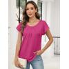 imageANRABESS Womens T Shirts Pleated Short Sleeve Tops Summer Business Casual Dressy Blouses 2026 Cute Fashion ClothesHot Pink