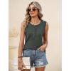 imageANRABESS Womens Tank Top Waffle Knit Sleeveless Henley Shirts 2026 Summer Loose Button Up V Neck Dressy Casual Tops ClothesArmy Green