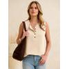 imageANRABESS Womens Tank Top Waffle Knit Sleeveless Henley Shirts 2026 Summer Loose Button Up V Neck Dressy Casual Tops ClothesBeige