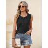 imageANRABESS Womens Tank Top Waffle Knit Sleeveless Henley Shirts 2026 Summer Loose Button Up V Neck Dressy Casual Tops ClothesBlack