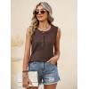 imageANRABESS Womens Tank Top Waffle Knit Sleeveless Henley Shirts 2026 Summer Loose Button Up V Neck Dressy Casual Tops ClothesBrown
