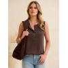 imageANRABESS Womens Tank Top Waffle Knit Sleeveless Henley Shirts 2026 Summer Loose Button Up V Neck Dressy Casual Tops ClothesBrown