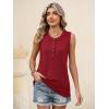imageANRABESS Womens Tank Top Waffle Knit Sleeveless Henley Shirts 2026 Summer Loose Button Up V Neck Dressy Casual Tops ClothesRed