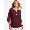 imageANRABESS Womens Tops 34 Sleeve Dressy Casual V Neck Henley Tee Shirts 2026 Summer Business Work Blouses Fashion ClothesWine Red