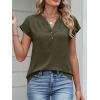 imageANRABESS Womens Tops Dressy Casual Cap Sleeve Summer Work Blouses Textured V Neck Henley Shirts 2026 Trendy Business OutfitsArmy Green