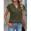 imageANRABESS Womens Tops Dressy Casual Cap Sleeve Summer Work Blouses Textured V Neck Henley Shirts 2026 Trendy Business OutfitsArmy Green