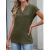 imageANRABESS Womens Tops Dressy Casual Cap Sleeve Summer Work Blouses Textured V Neck Henley Shirts 2026 Trendy Business OutfitsArmy Green