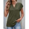 imageANRABESS Womens Tops Dressy Casual Cap Sleeve Summer Work Blouses Textured V Neck Henley Shirts 2026 Trendy Business OutfitsArmy Green